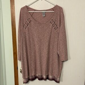 Catherine’s Pink Knit Sweater With Fleece Hem Detail Size 2X  22/24W